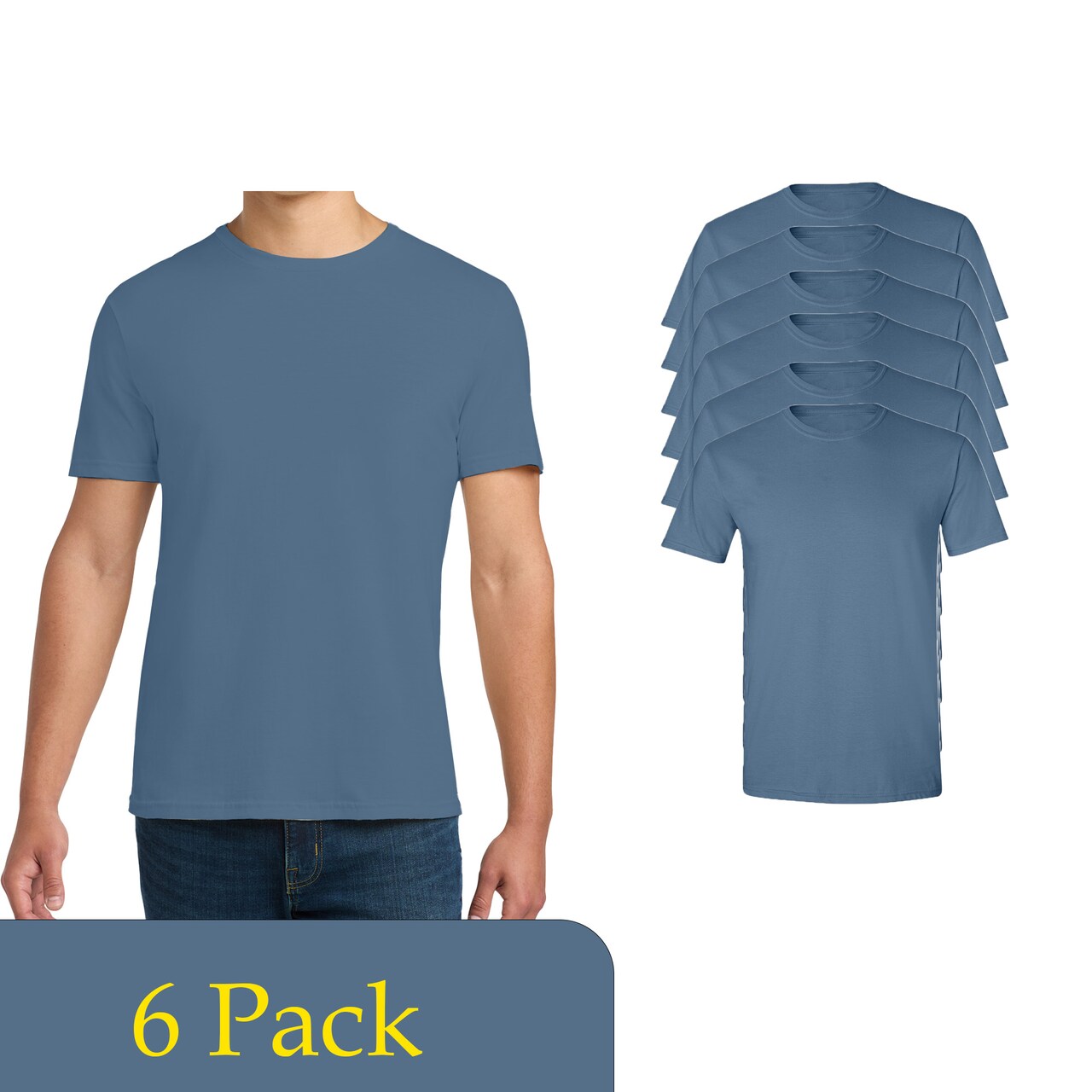 Gildan Men's Softstyle Bulk T-Shirt Pack for Custom Printing & Crafting, Indigo Blue (2-14 Pack)